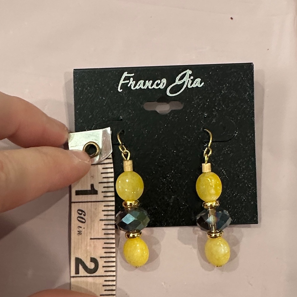 Yellow and Gold Earrings with gemstone